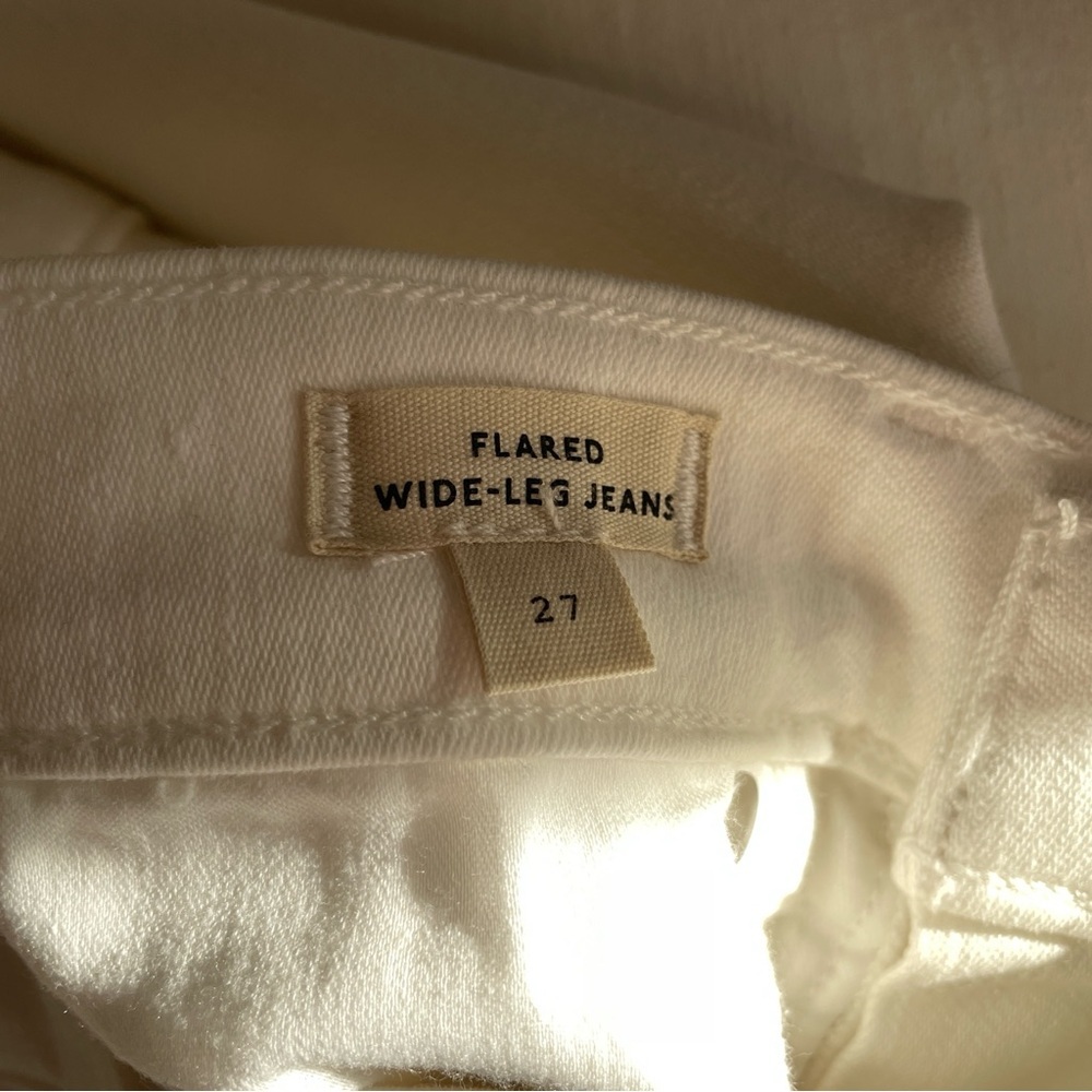 Madewell white flared wide leg cropped jeans raw hem high-rise magic pocket 27 - Picture 11 of 13